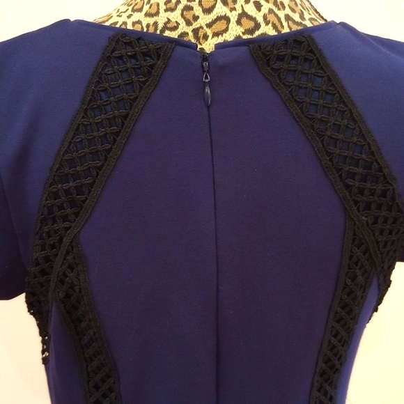 Laundry by Shelli Segal Knee Length Cap Sleeve Ladies Dress Size:10 Color:Navy - Picture 5 of 12